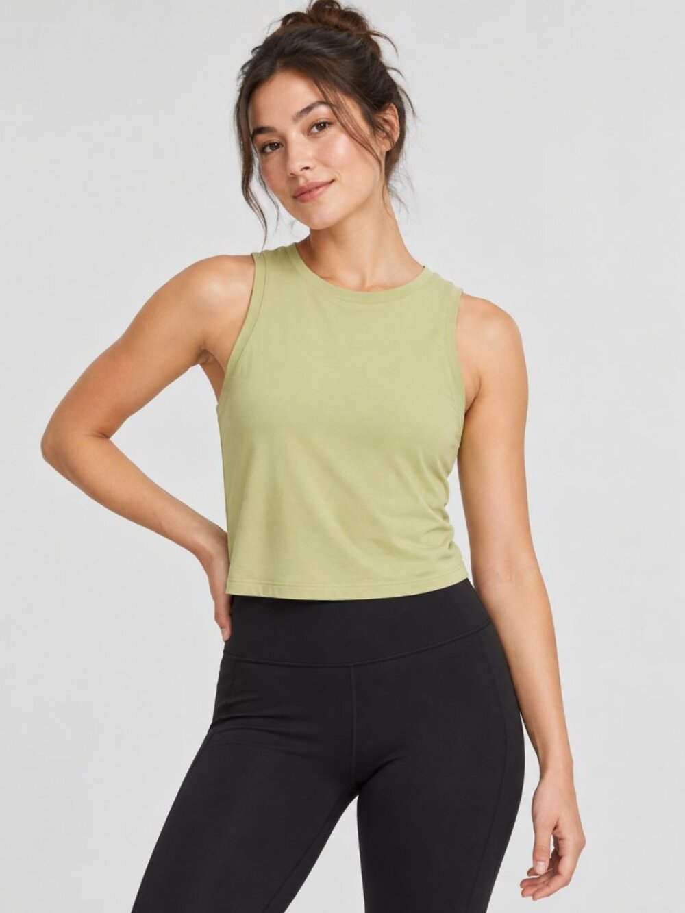 Lululemon Open Tie Back Tank Dew Green Cropped Yoga Top Size 10
